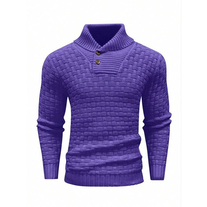 Men's Slim Turtleneck Sweater With Button Design Fashion Casual Solid Color Pullover Top Clothing - TWENTY ONE SEVEN