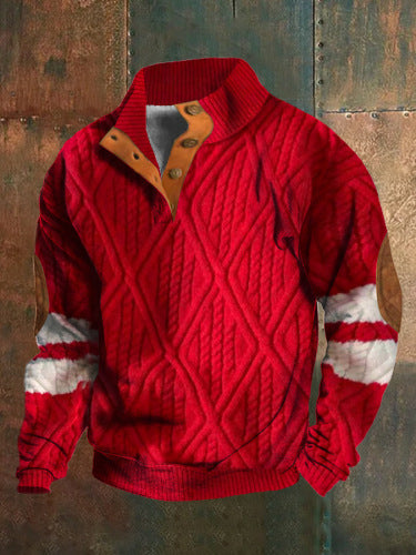 3D Printed Men's Sweater with Hot Digital Printing and Stand Collar