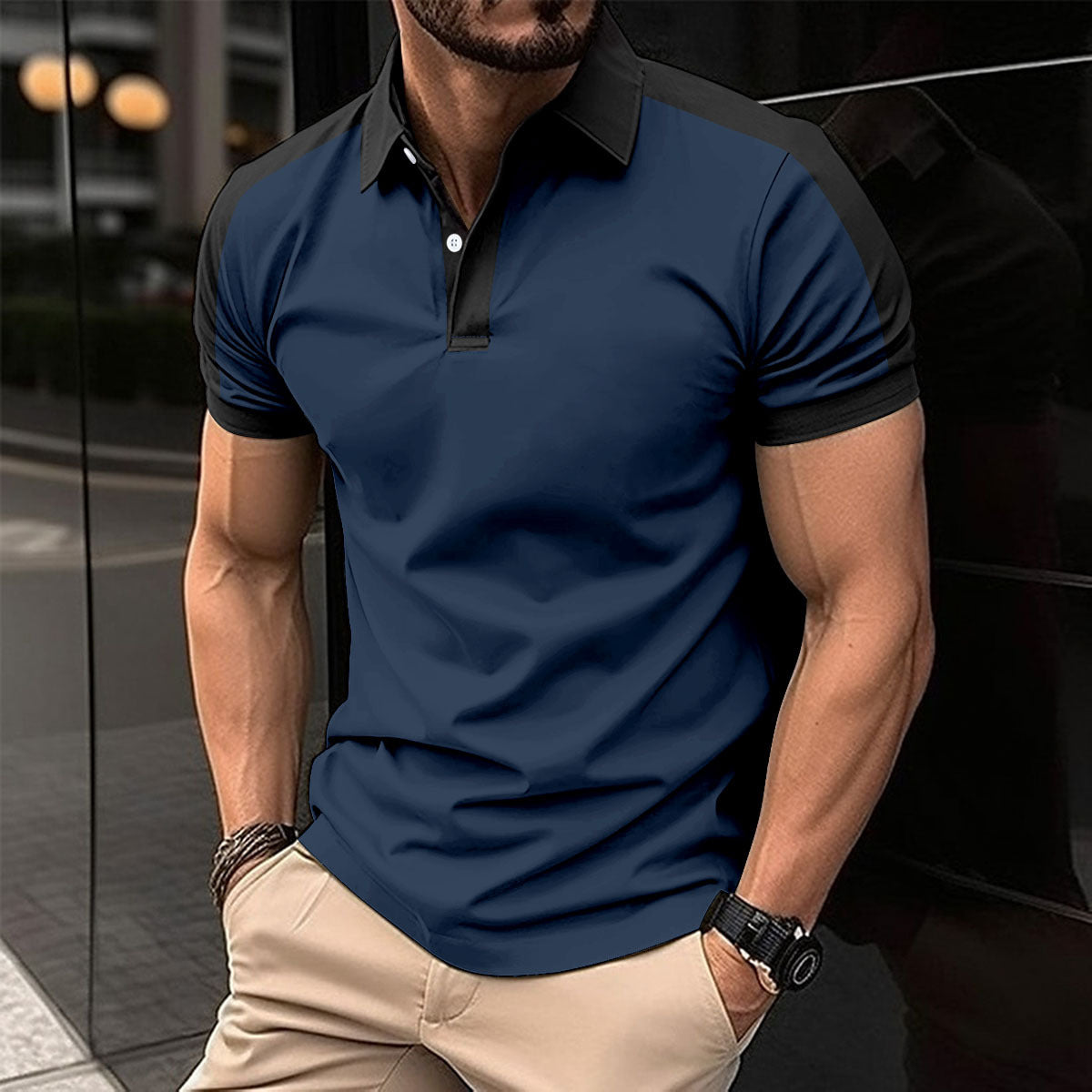 Men's Short Sleeve Business Shirt Summer Casual Polo Shirts - TWENTY ONE SEVEN