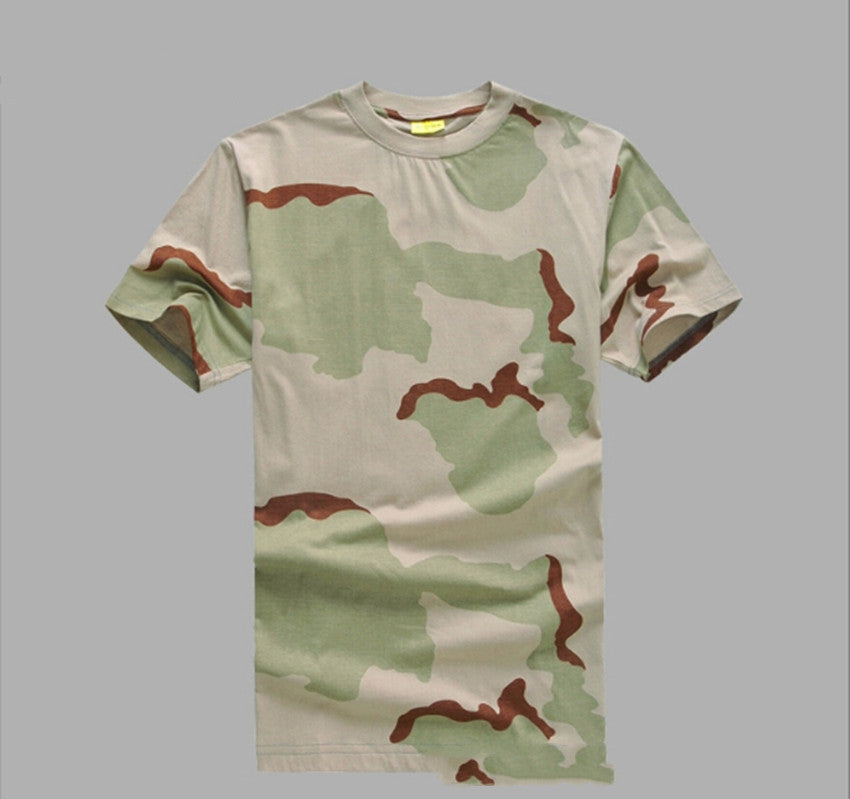 Mesh Round Neck Military Camouflage T-shirt - Short Sleeve Military Fan Design