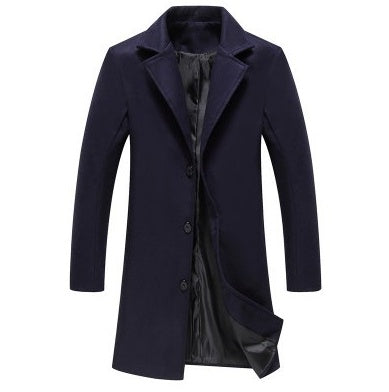 Autumn Winter Mens Woolen Coats Solid Color Casual Business Wear