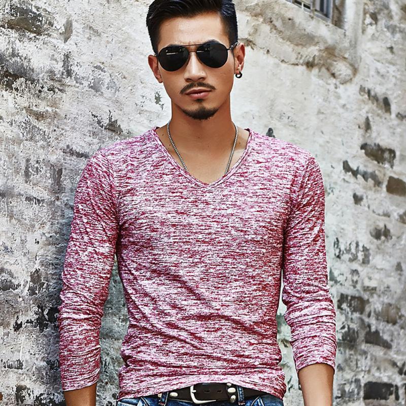 Long Sleeve T-Shirt Men Spring Autumn Fashion Round-Neck Slim Fit T-Shirt - TWENTY ONE SEVEN