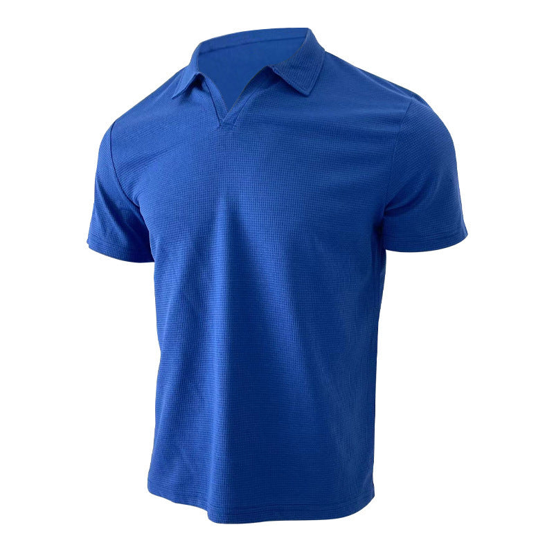Polo Shirt Lapel V-neck Waffle Short Sleeve Men's T-shirt - TWENTY ONE SEVEN