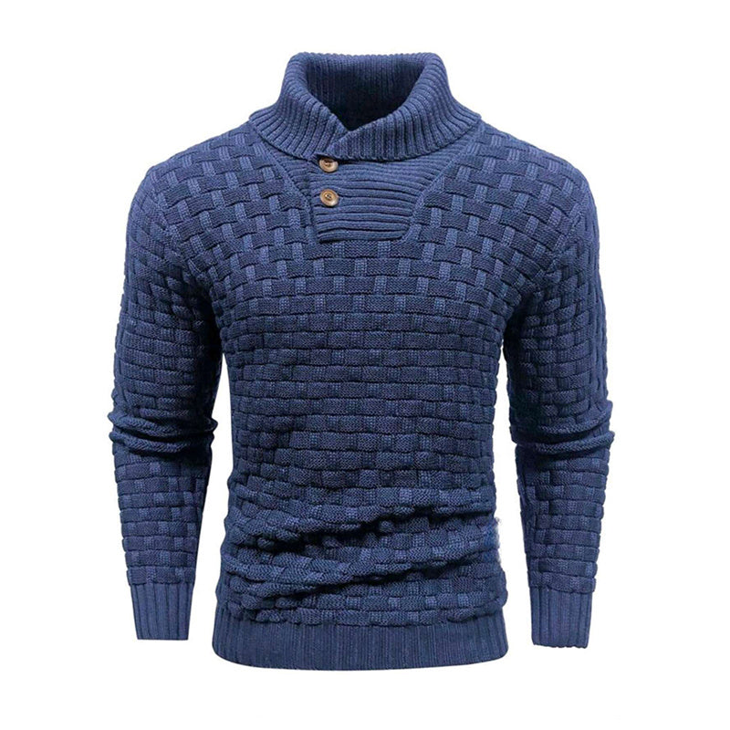 Men's Slim Turtleneck Sweater With Button Design Fashion Casual Solid Color Pullover Top Clothing - TWENTY ONE SEVEN