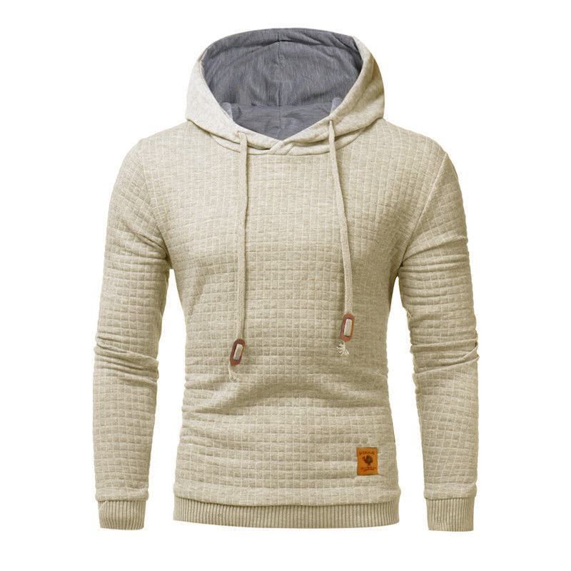 Square Pattern Quilted Hoodies for Men - Classic Casual Style