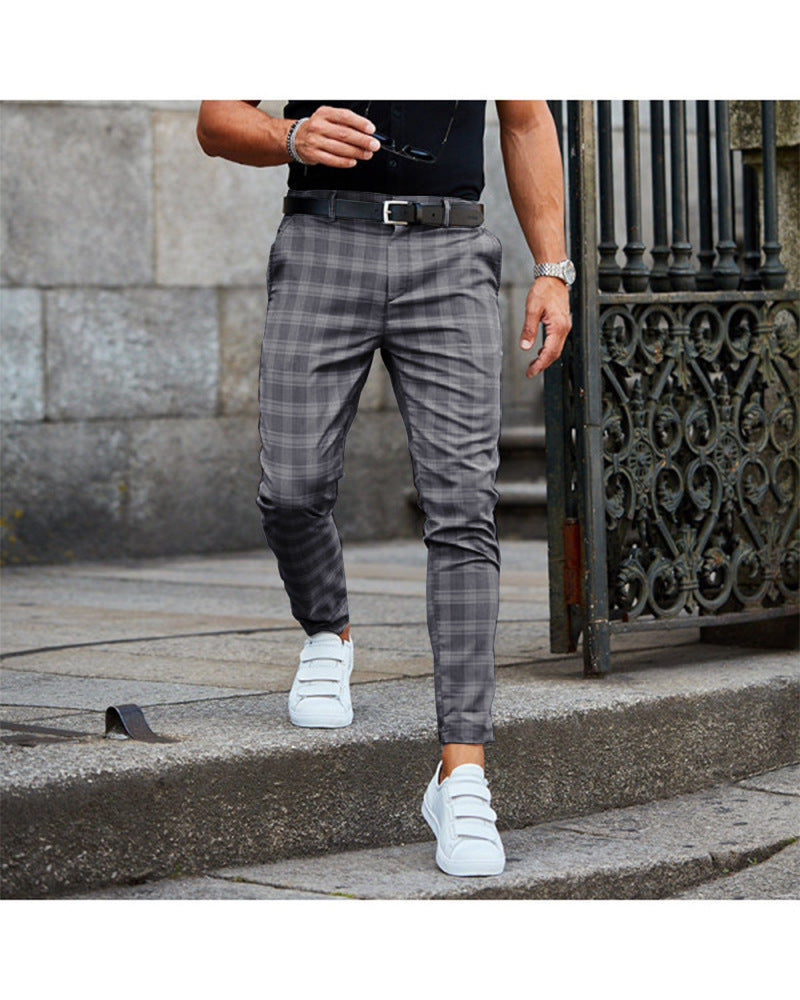 Plaid Print Pants Men's Casual Trousers Loose And Thin - TWENTY ONE SEVEN