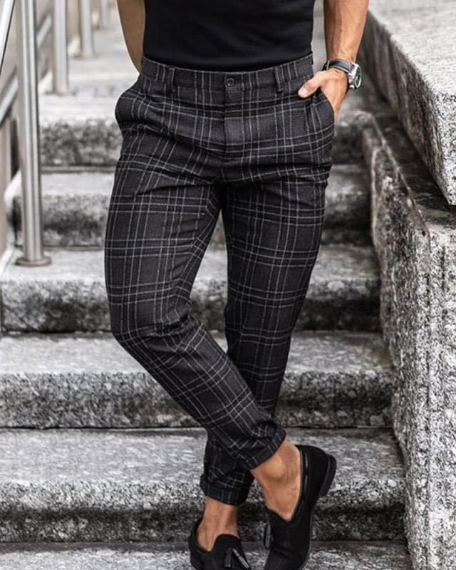 Plaid Print Pants Men's Casual Trousers Loose And Thin - TWENTY ONE SEVEN