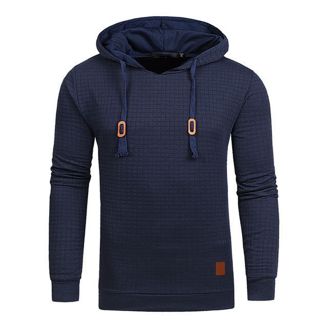 Square Pattern Quilted Hoodies for Men - Classic Casual Style