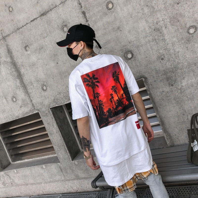 Summer Loose Style T-shirt Short Sleeve O-neck Letter Full Printed Hip Hop Tee Shirt Men's T Shirts Cotton - TWENTY ONE SEVEN