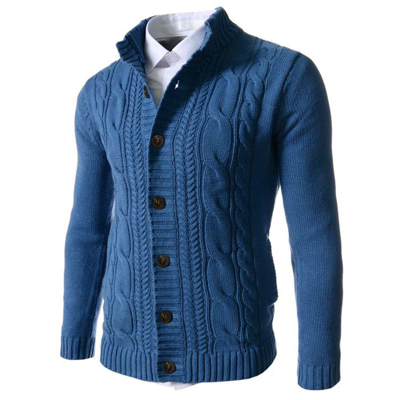 Men's Stand Collar Sweater Knit Button Cardigan Tops Men's Clothing - TWENTY ONE SEVEN