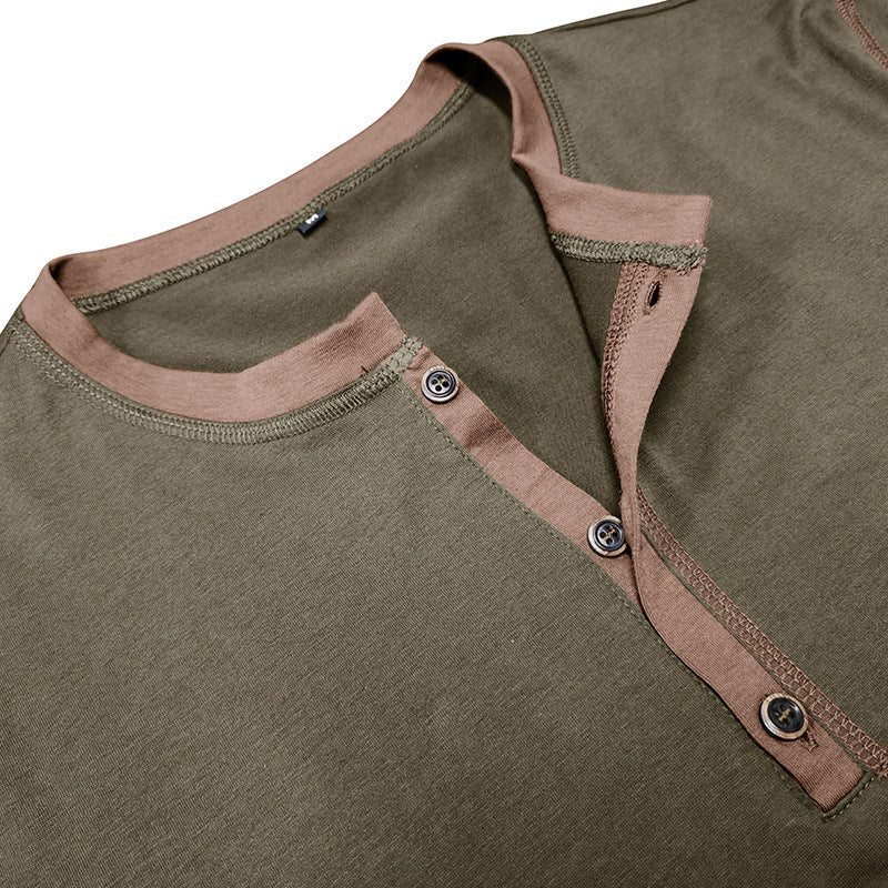 Fashion Short-sleeved Polo Shirt Summer Button V-neck T-shirt Tops Mens Clothing - TWENTY ONE SEVEN