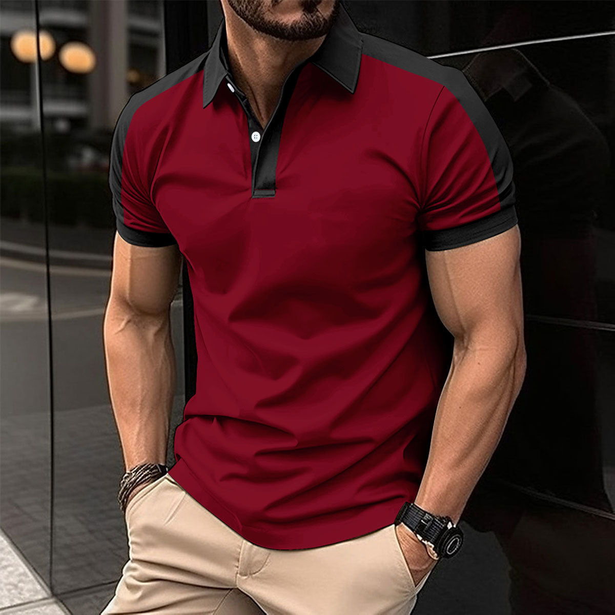 Men's Short Sleeve Business Shirt Summer Casual Polo Shirts - TWENTY ONE SEVEN