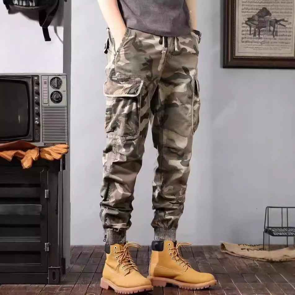 Camouflage Cargo Pants for Men - Fashionable Casual Loose Tapered Trousers with Pockets