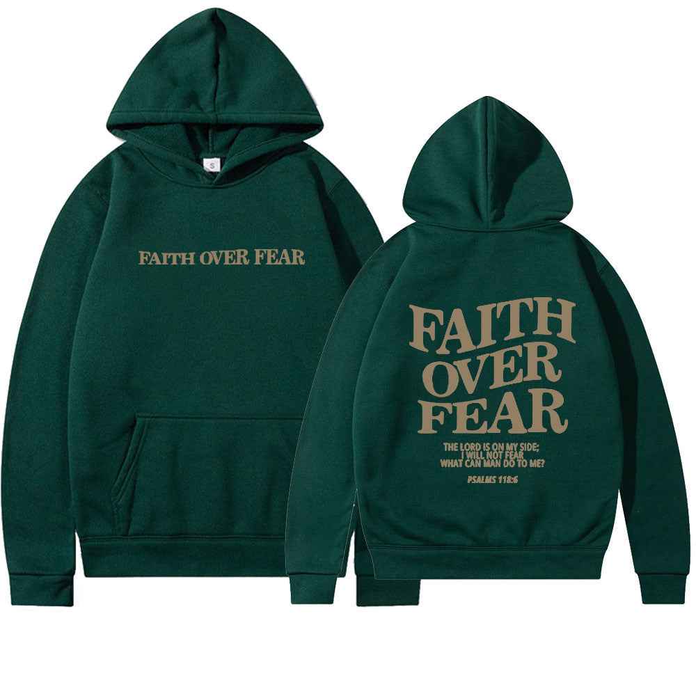 Faith Over Fear Hoodie Unisex Christian Sweatshirt with Bible Verse Trendy Aesthetic Design