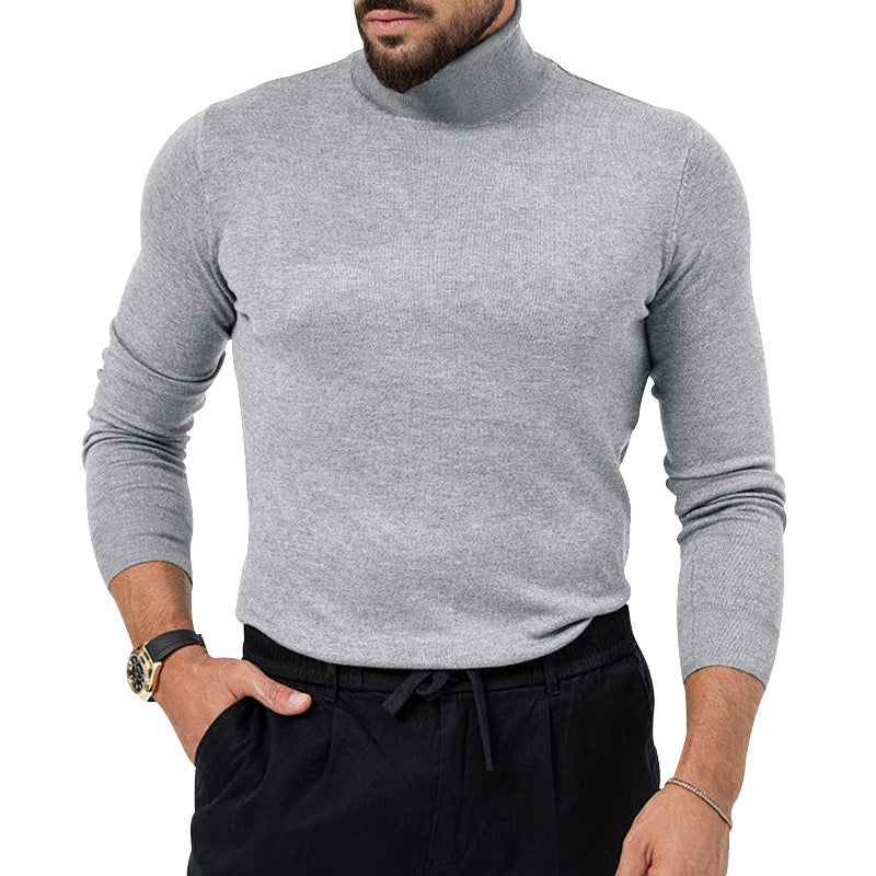 Autumn and Winter High-Elastic Cashmere Turtleneck Sweater for Young Men