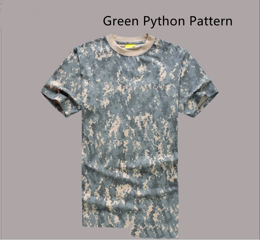 Mesh Round Neck Military Camouflage T-shirt - Short Sleeve Military Fan Design