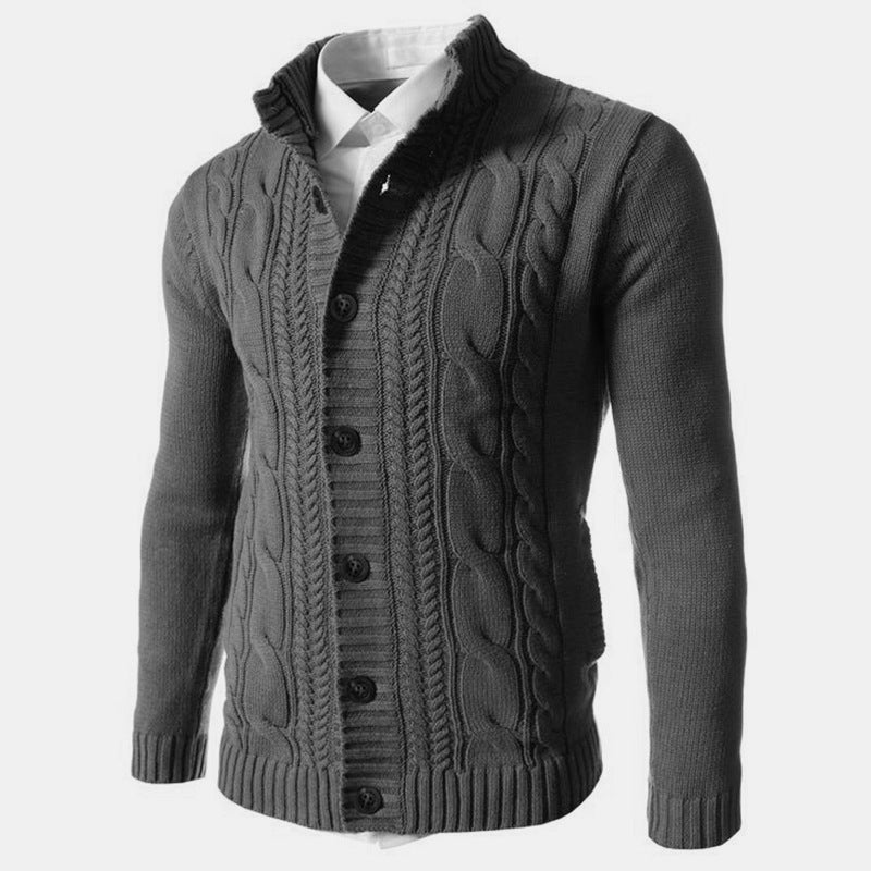 Men's Stand Collar Sweater Knit Button Cardigan Tops Men's Clothing - TWENTY ONE SEVEN