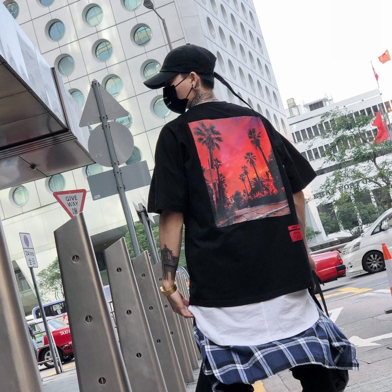 Summer Loose Style T-shirt Short Sleeve O-neck Letter Full Printed Hip Hop Tee Shirt Men's T Shirts Cotton - TWENTY ONE SEVEN