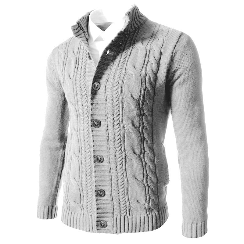 Men's Stand Collar Sweater Knit Button Cardigan Tops Men's Clothing - TWENTY ONE SEVEN