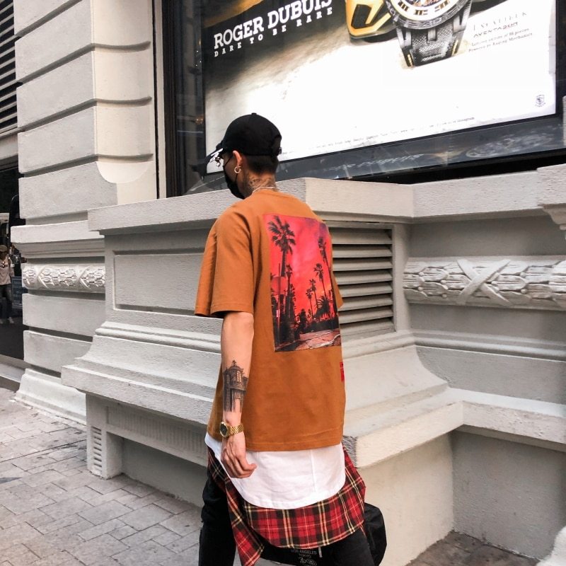 Summer Loose Style T-shirt Short Sleeve O-neck Letter Full Printed Hip Hop Tee Shirt Men's T Shirts Cotton - TWENTY ONE SEVEN
