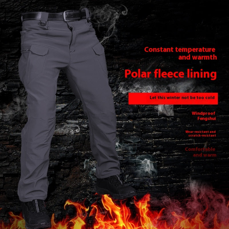 Winter Tactical Pants Men's Waterproof Fleece-lined Soft Shell Shark Skin