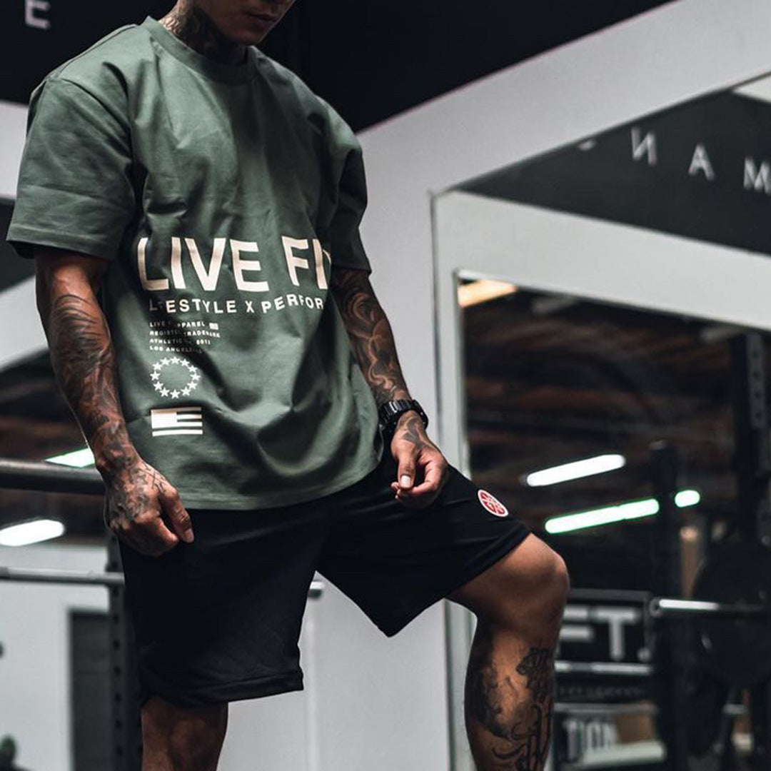 Breathable Sports Shirt for Men | Sports Round Neck Wide Shoulder Short Sleeve Fashion