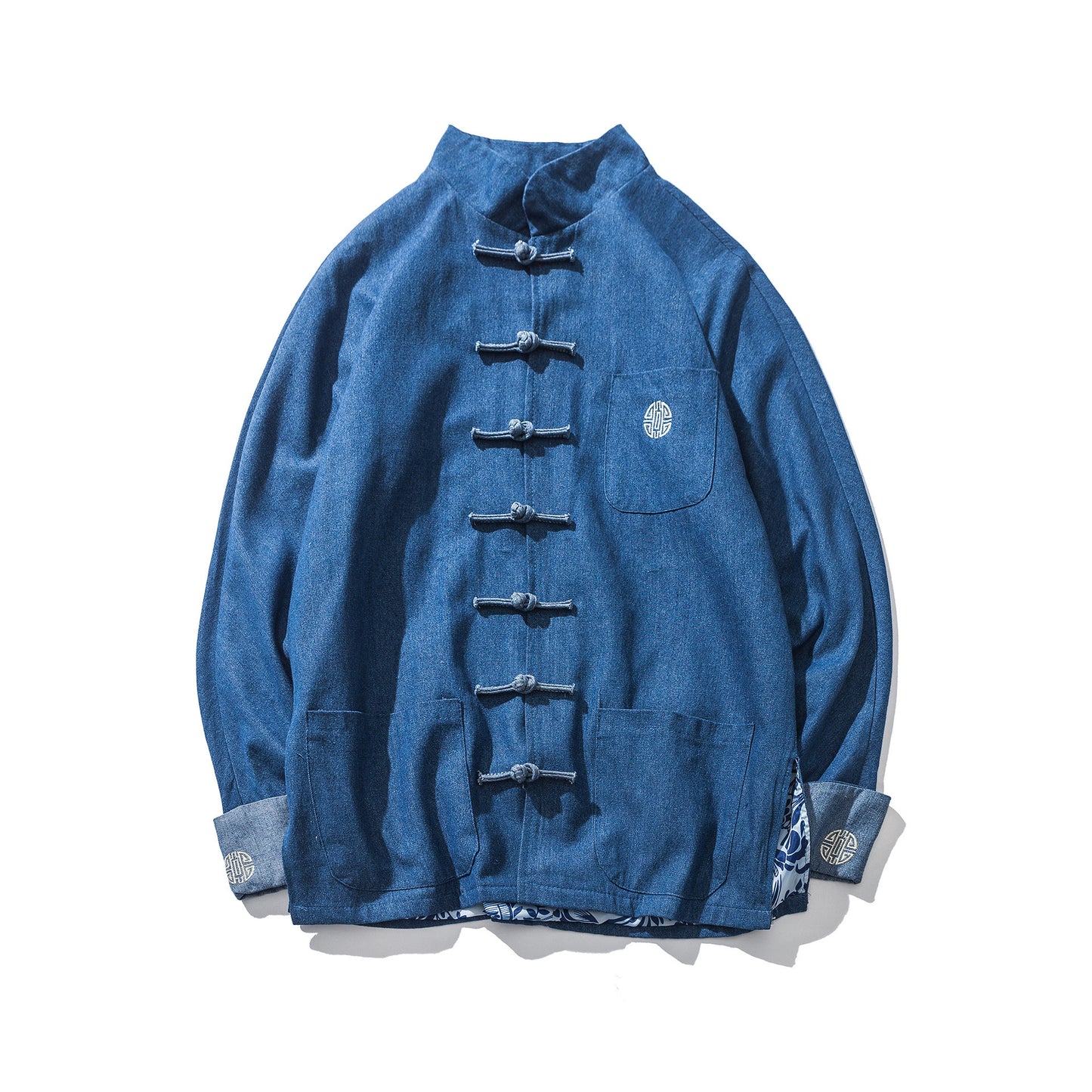 Retro Fashion Hanfu Denim Jacket Cheongsam Top Shirt