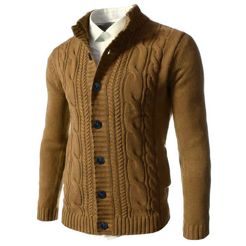 Men's Stand Collar Sweater Knit Button Cardigan Tops Men's Clothing - TWENTY ONE SEVEN