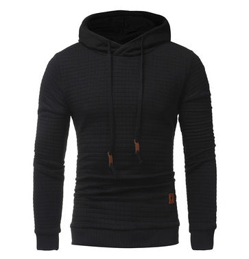 Square Pattern Quilted Hoodies for Men - Classic Casual Style