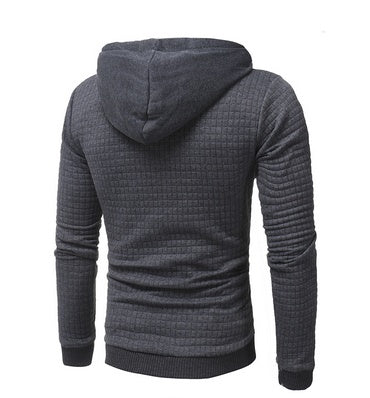 Square Pattern Quilted Hoodies for Men - Classic Casual Style