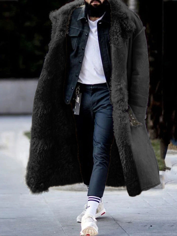 Autumn and Winter Furry Coat for Winter - Long Thick Lapel Frosted Velvet Keeps Warm