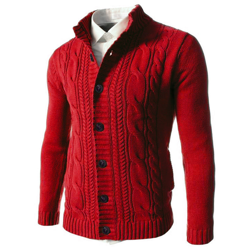 Men's Stand Collar Sweater Knit Button Cardigan Tops Men's Clothing - TWENTY ONE SEVEN