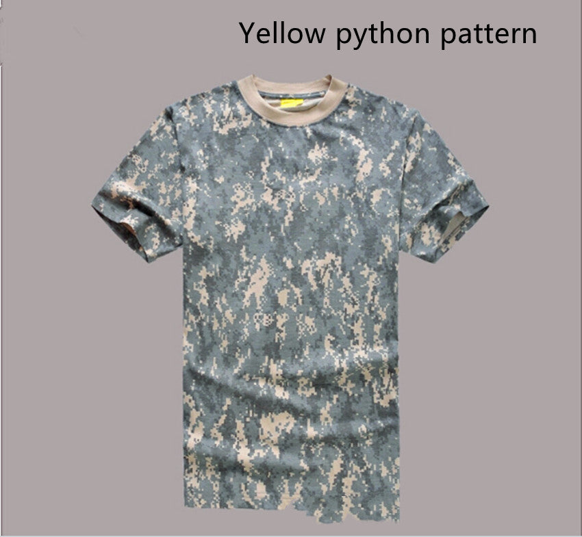 Mesh Round Neck Military Camouflage T-shirt - Short Sleeve Military Fan Design