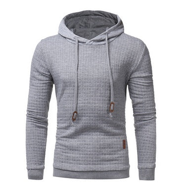 Square Pattern Quilted Hoodies for Men - Classic Casual Style