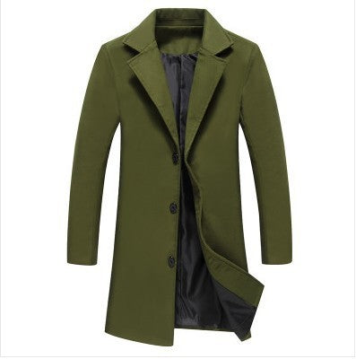 Autumn Winter Mens Woolen Coats Solid Color Casual Business Wear