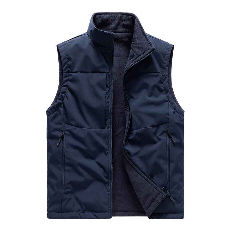 Men's Fleece Vest Double-sided Warm Sleeveless Winter Outdoor Workwear