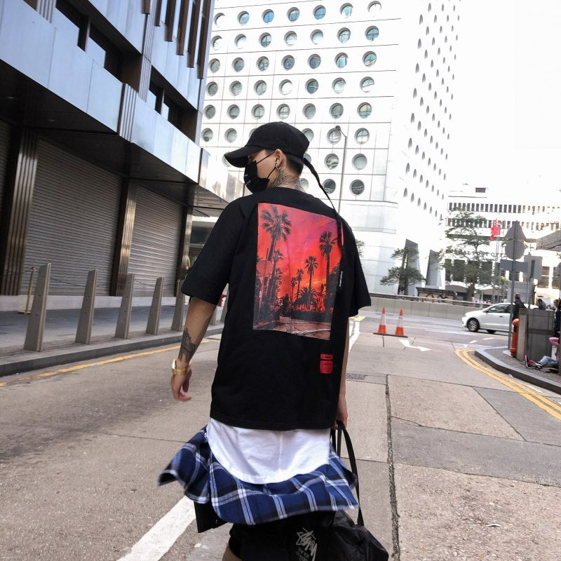Summer Loose Style T-shirt Short Sleeve O-neck Letter Full Printed Hip Hop Tee Shirt Men's T Shirts Cotton - TWENTY ONE SEVEN