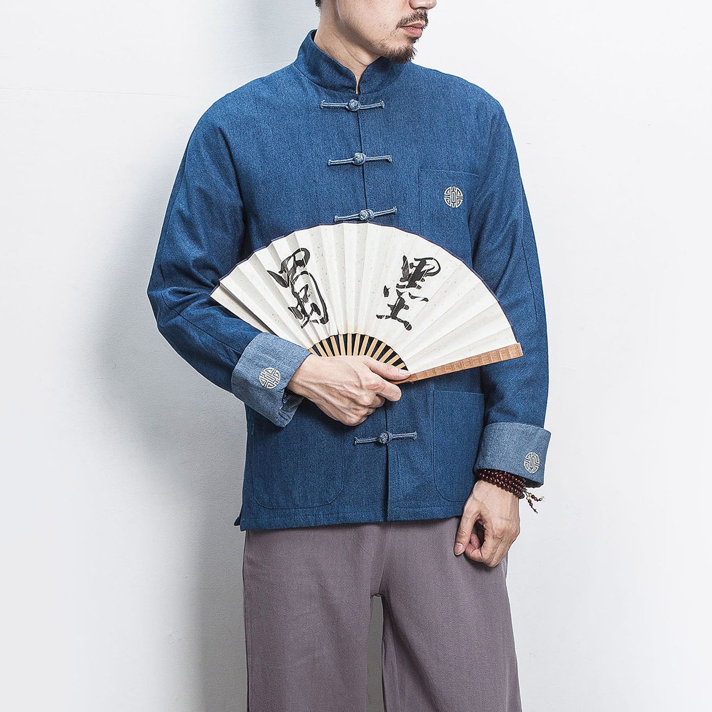 Retro Fashion Hanfu Denim Jacket Cheongsam Top Shirt
