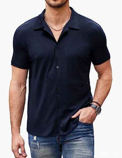 Men's Polo Shirt Casual Collar Short Sleeve Button Cotton Blend