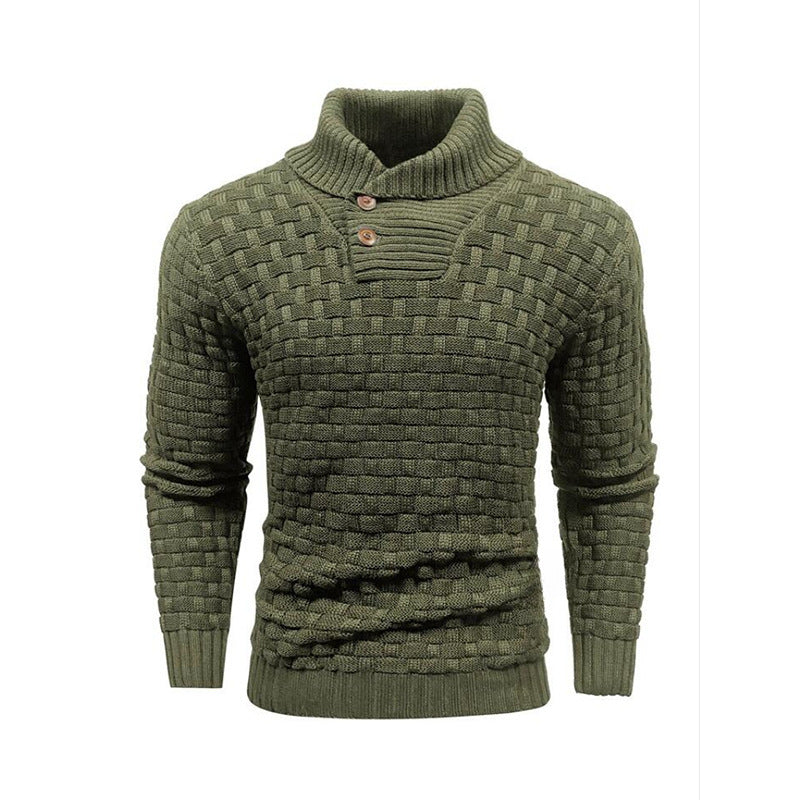 Men's Slim Turtleneck Sweater With Button Design Fashion Casual Solid Color Pullover Top Clothing - TWENTY ONE SEVEN