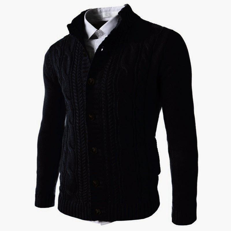 Men's Stand Collar Sweater Knit Button Cardigan Tops Men's Clothing - TWENTY ONE SEVEN
