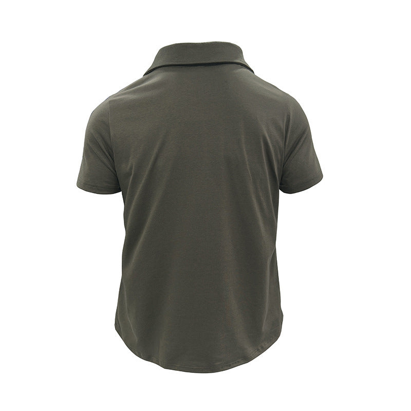 Lapel Short Sleeve Outdoor Pocket Polo Shirt T-shirt Men Clothing - TWENTY ONE SEVEN
