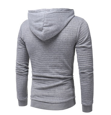 Square Pattern Quilted Hoodies for Men - Classic Casual Style