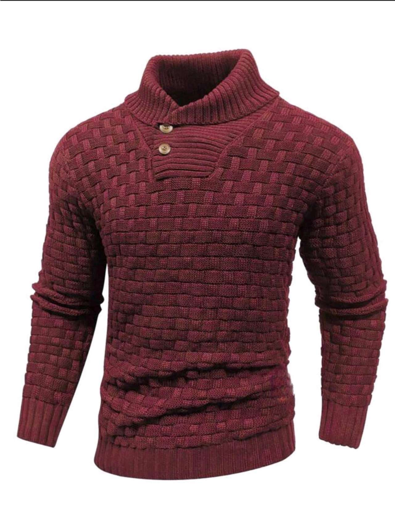 Men's Slim Turtleneck Sweater With Button Design Fashion Casual Solid Color Pullover Top Clothing - TWENTY ONE SEVEN