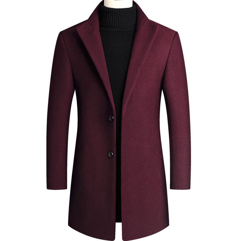 Men's Wool Coat Medium Length Leisure Suit - TWENTY ONE SEVEN