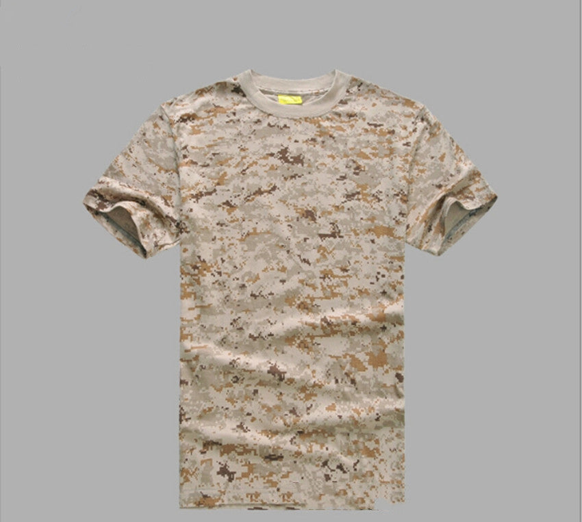 Mesh Round Neck Military Camouflage T-shirt - Short Sleeve Military Fan Design