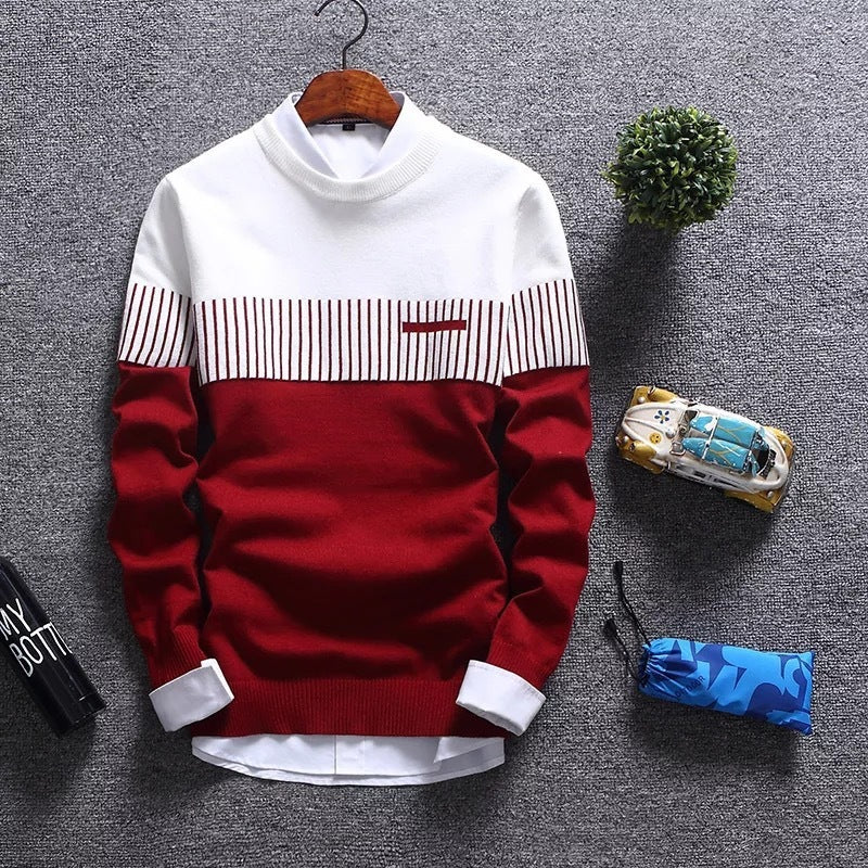 Mens Slim Knit Shirt Round Neck Bottoming Tee