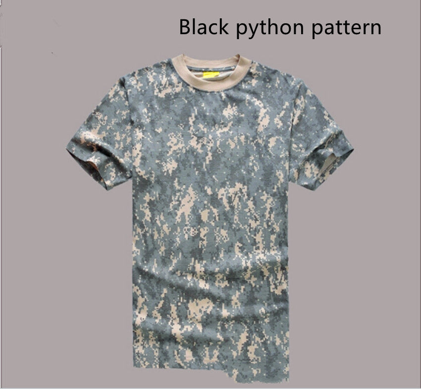 Mesh Round Neck Military Camouflage T-shirt - Short Sleeve Military Fan Design
