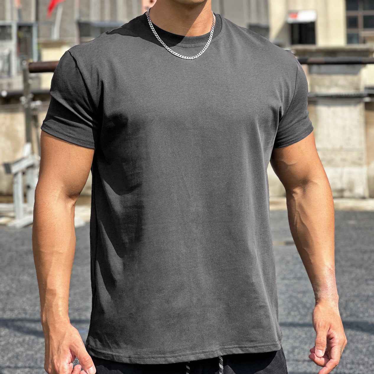 Muscle Sports Men's Fitness Cotton T-Shirt - Loose Cotton Fitness Short Sleeve for Men