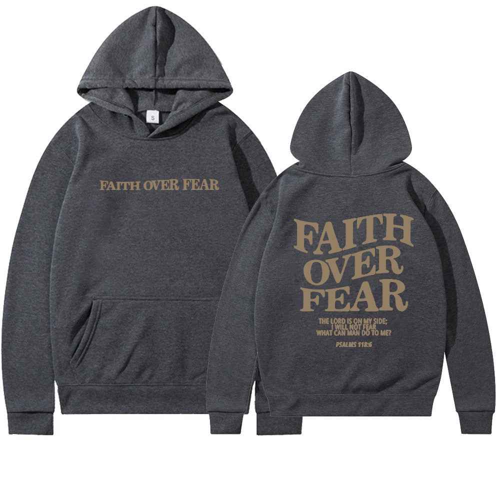 Faith Over Fear Hoodie Unisex Christian Sweatshirt with Bible Verse Trendy Aesthetic Design